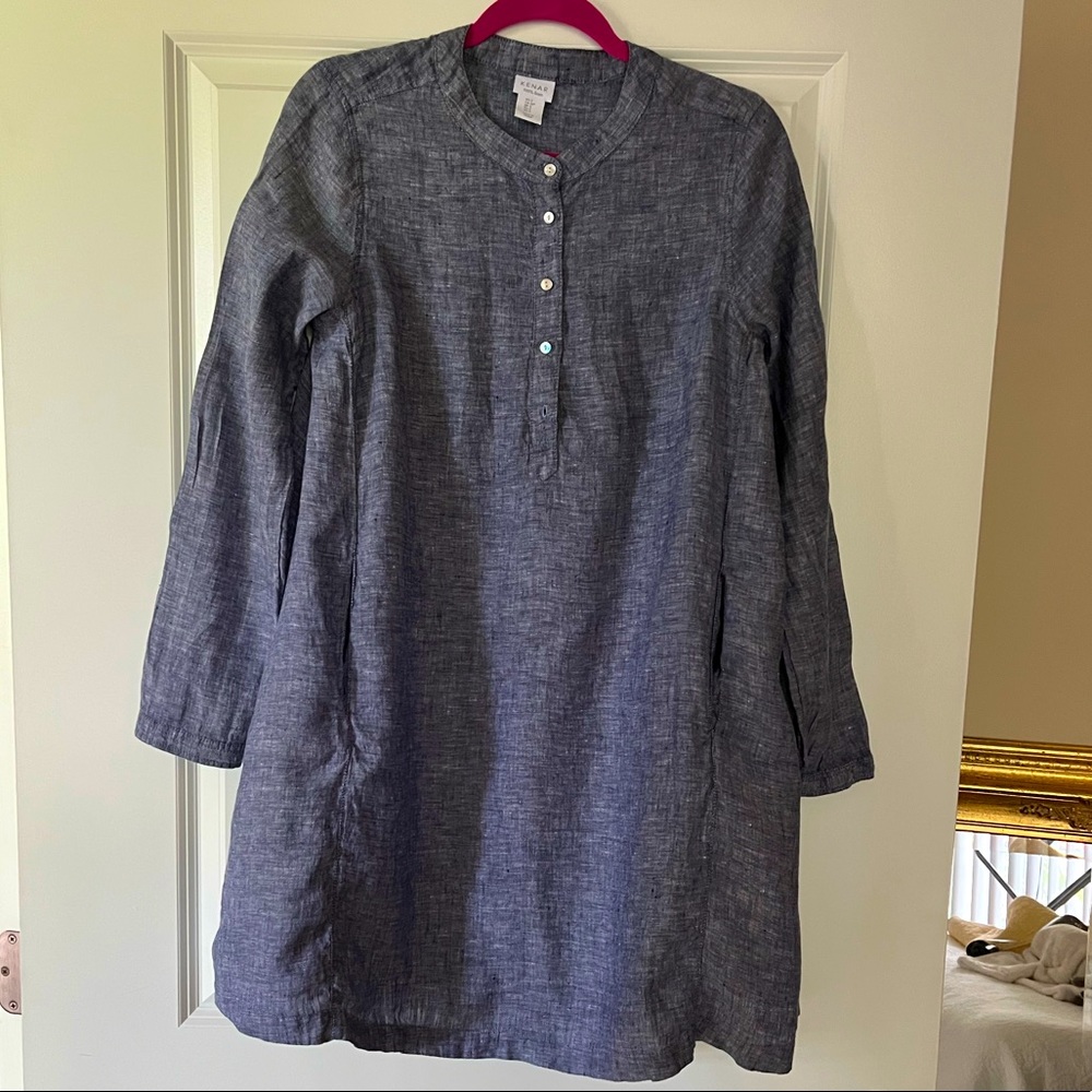 Kenar Blue Linen Dress